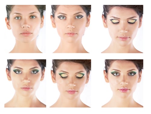 Preview: Technology Of Professional Make Up On Beautiful Woman Face - Series Of Photos. Gradual Stages