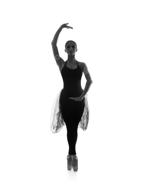 Preview: Black And White Trace Of Young Beautiful Ballet Dancer Isolated Over White Background