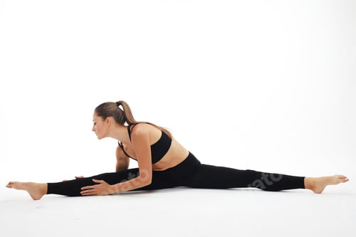 Preview: Yoga, Fitness And Sport Concept - Beautiful Young Woman Doing Yoga, Isolated On White Background