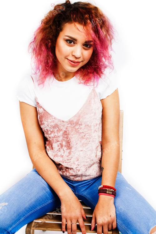 Preview: Young Happy Smiling Latin American Teenage Girl Emotional Posing