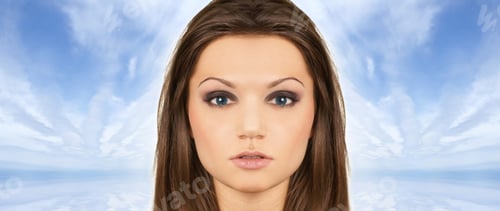 Preview: Attractive Latino Woman Over Sky With A Lot Of Copy-Space