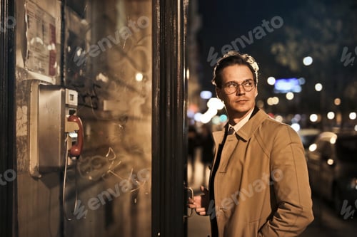 Preview: Man Walking At Night In The City.