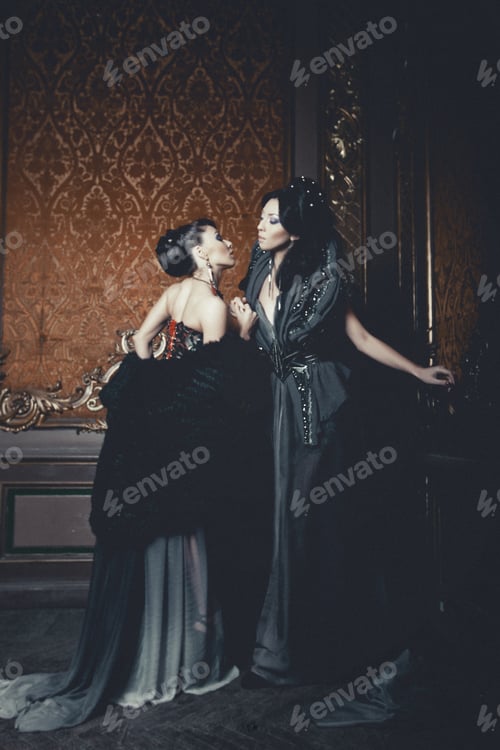 Preview: Two Young Beautiful Women Posing In Luxury Palace