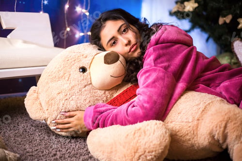 Preview: Cute Girl Posing With Teddy Bear
