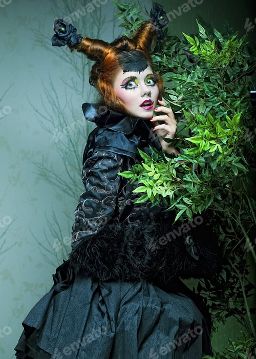 Preview: Fashion Shot Of Woman In Doll Style. Creative Make-Up.Fantasy Dress.