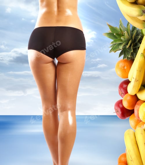 Preview: Back And Ass Of Beautiful Woman Over Abstract Background