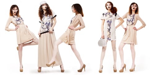 Preview: Collage Of Glamorous Pretty Girls Shoppers In Modern Dresses. Lifestyle