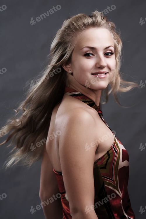 Preview: Portrait Of Fresh And Beautiful Blond Woman With Long Hair