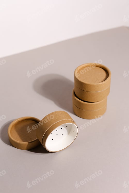 Preview: Recyclable Paper Tube With Paper Cap, Cardboard Container For Packaging Isolated On White