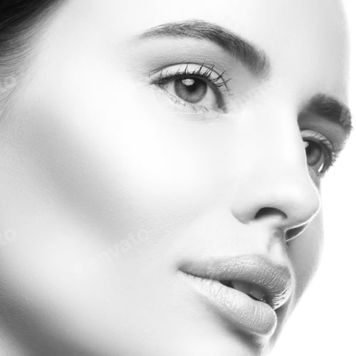 Preview: Beauty Close-Up Woman Beautiful Fashion Portrait With Natural Lips, Healthy Skin. Monochrome