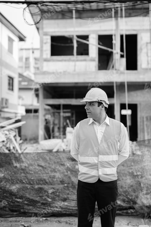 Preview: Handsome Persian Man Construction Worker At The Construction Site