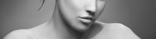 Preview: Close-Up Lips And Shoulders Of Young Girl. Natural Make-Up, Skin Care Concept. Grey Background
