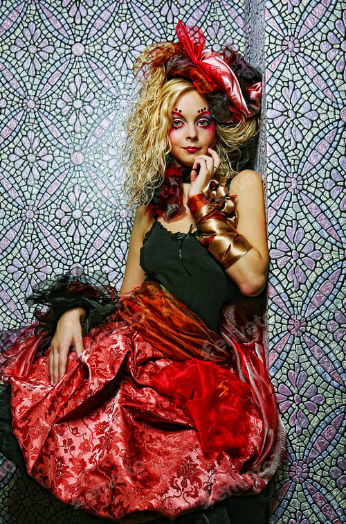 Preview: Fashion Shot Of Woman In Doll Style. Creative Make-Up.Fantasy Dress.
