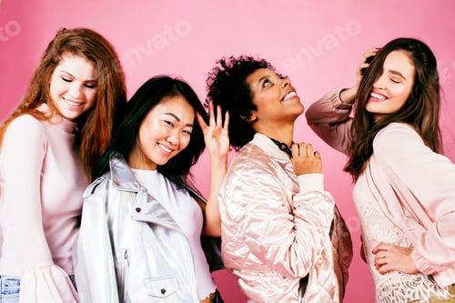 Preview: Different Nation Girls With Diversuty In Skin, Hair. Asian, Scan