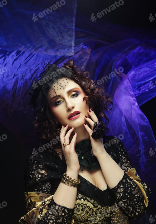 Preview: Elegance Womna With Bright Make Up. Carnaval Picture.