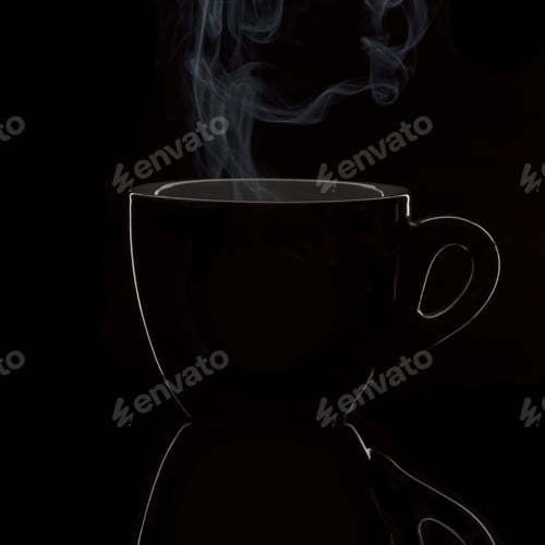 Preview: Black Cup Of Coffee With Steam Isolated On Black Background