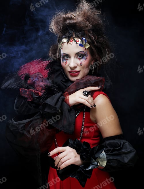 Preview: Young Woman With Creative Make Up. Halloween Theme.
