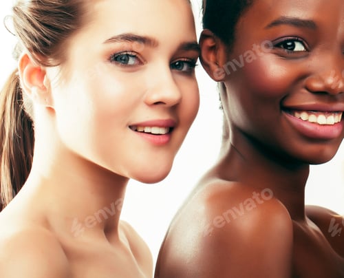 Preview: Different Nation Woman: African-American, Caucasian, Asian Together Isolated On White Background
