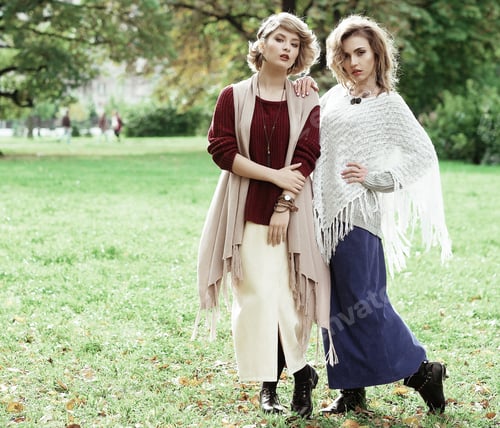 Preview: Autumn. Photo Of A Two Beautiful Women In The Park.