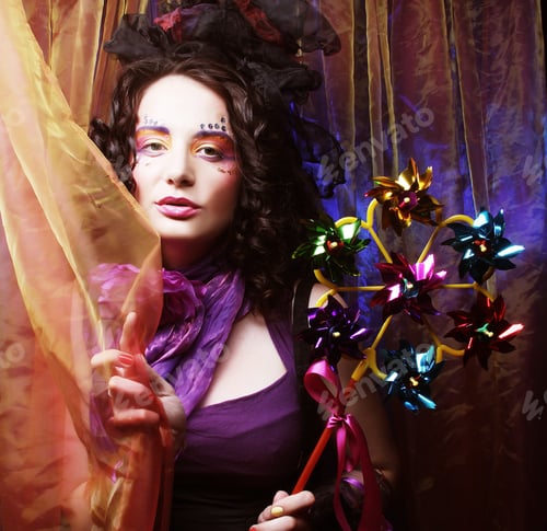 Preview: Fashion Shot Of Woman In Doll Style. Creative Make-Up.Fantasy Dress.