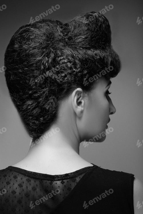 Preview: Woman With Elegant Hairstyle. Rear View.