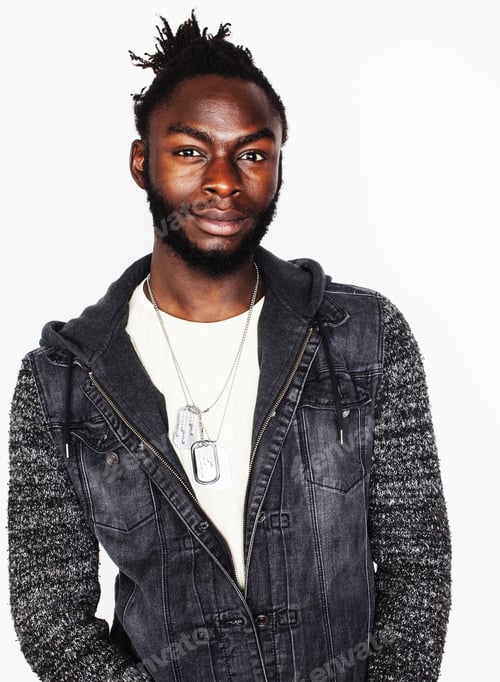 Preview: Young Handsome Afro American Boy Stylish Hipster Gesturing Emotional Isolated On White Background