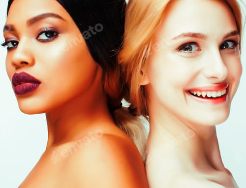 Preview: Different Nation Woman: African-American, Caucasian, Asian Together Isolated On White Background