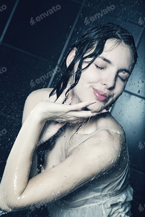 Preview: Girl Under A Shower On Black