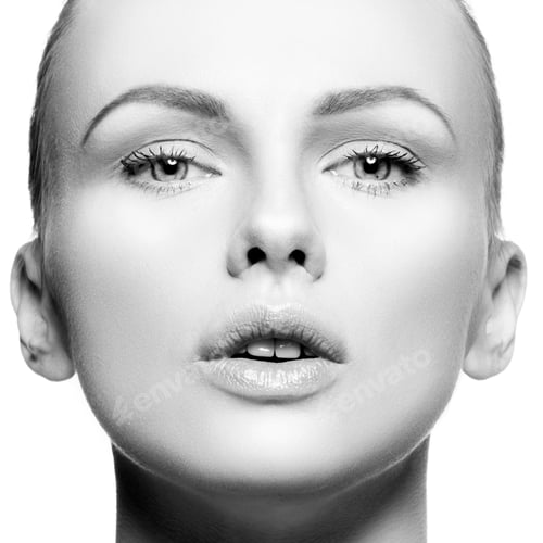Preview: Closeup Beauty Model Woman Face. Caucasian Girl With Natural Nude Makeup, Clean Skin. White