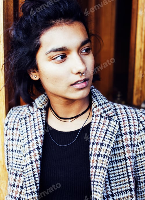 Preview: Young Pretty Student Teenage Indian Girl In Doors Happy Smiling,
