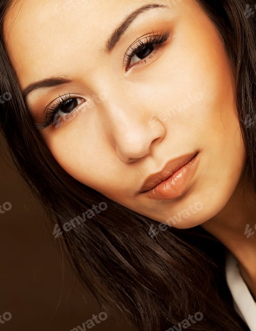 Preview: Portrait Of Beautiful Young Woman, Isolated Over Beige Background