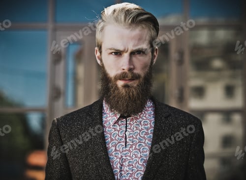 Preview: Portrait Of Young Beautiful Fashionable Man Outdoor