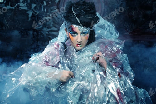 Preview: Close-Up Of Beautiful Woman Face With Creative Fashion Art Make Up.Studio Shot.