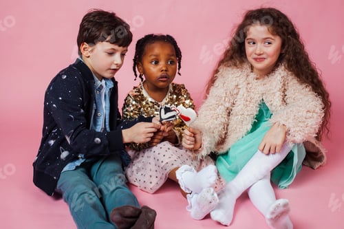 Preview: Lifestyle People Concept: Diverse Nation Children Playing Together, Boy And Girl, Caucasian And