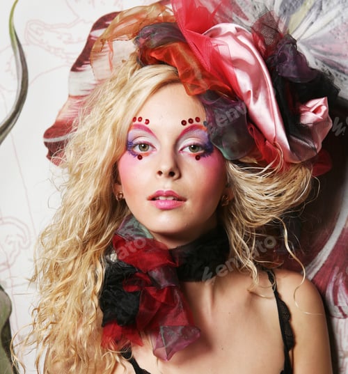 Preview: Beautiful Woman With Artistic Make-Up. Princess Style.