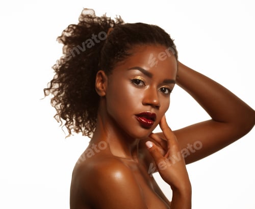 Preview: Fashion And Beauty Concept: Attractive African American Woman Closeup Portrait
