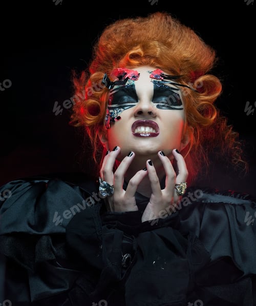 Preview: Gothic Redhair Witch. Dark Woman. Halloween Picture.