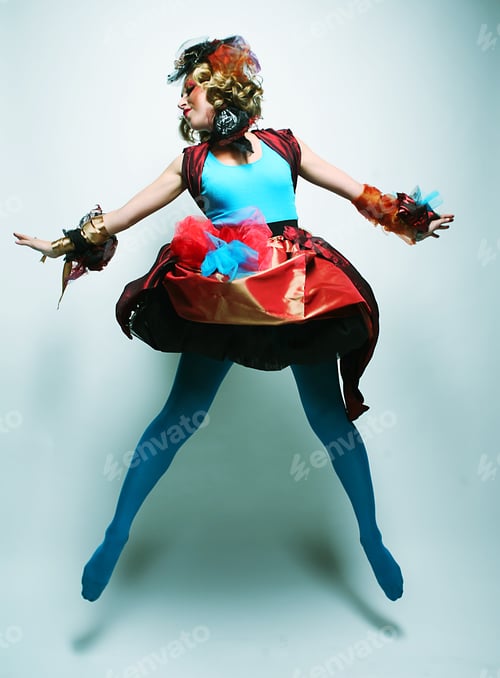 Preview: Fashion Shot Of Woman In Doll Style. Creative Make-Up.Fantasy Dress.