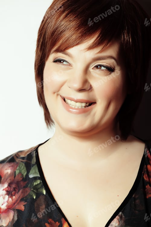 Preview: Mature Smiling Woman Close Up Isolated