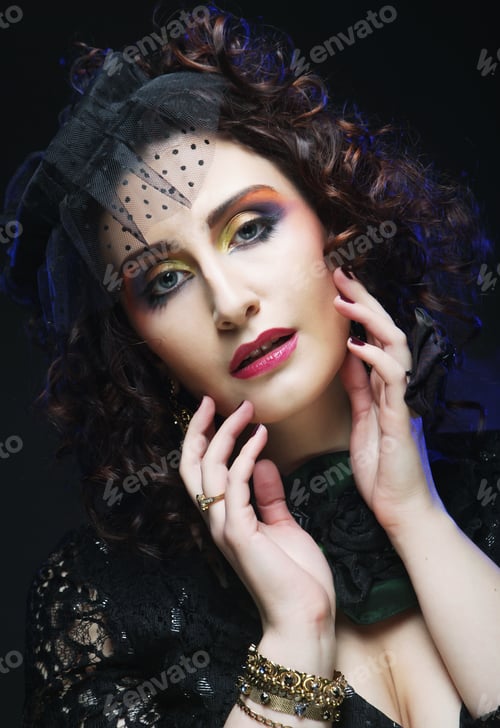 Preview: Elegance Womna With Bright Make Up. Carnaval Picture.