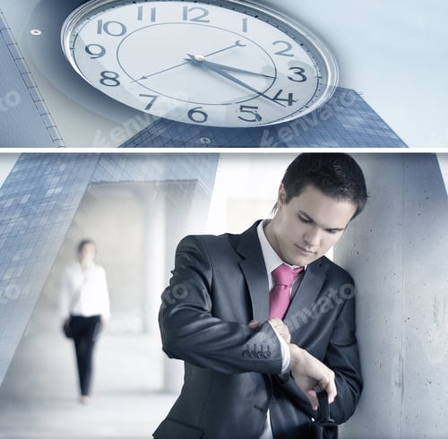 Preview: Business Collage Made Of Some Pictures Showing A Short Story About Business Dating