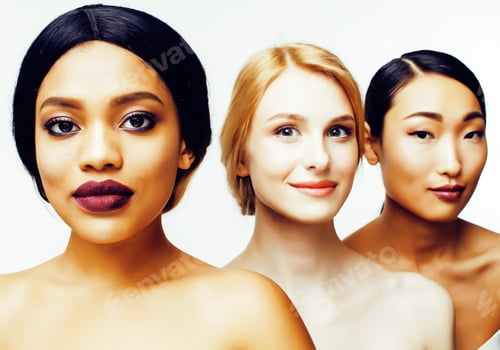 Preview: Three Different Nation Woman: Asian, African-American, Caucasian Together Isolated On White