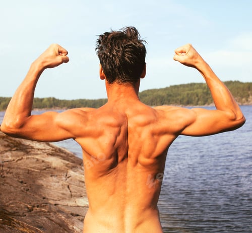 Preview: Handsome Young Man At Beach, Hot Vacations At Lake Close Up