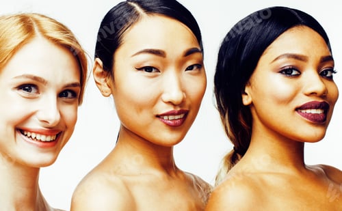 Preview: Three Different Nation Woman: Asian, African-American, Caucasian Together Isolated On White