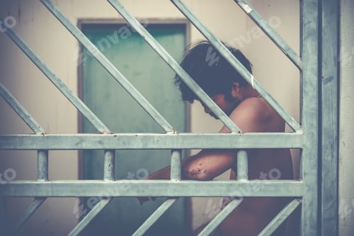 Preview: Men Desperate To Catch The Iron Prison,Prisoner Concept,Thailand People,Hope To Be Free,A Person