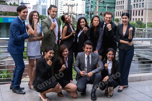 Preview: Success Business People Team Together In The City Outdoors, Highly Successful Startup Team, Concept