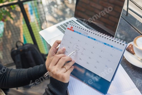 Preview: Pointing On Calendar By Pen To Remind About The Meeting