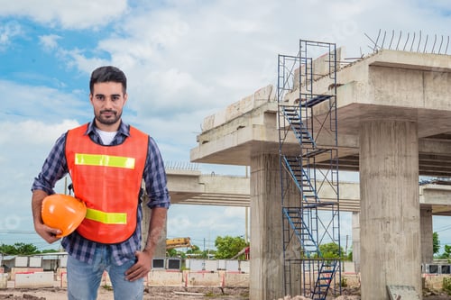 Preview: Handsom Man On Parallel Bridge Way Under Contruction Background,Countryside,Long Bridge,Tollway,The