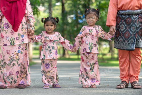 Preview: Malay Muslim Family Portrait - Getting Ready For Eid Mubarak. Wearing Beautiful Clothes.