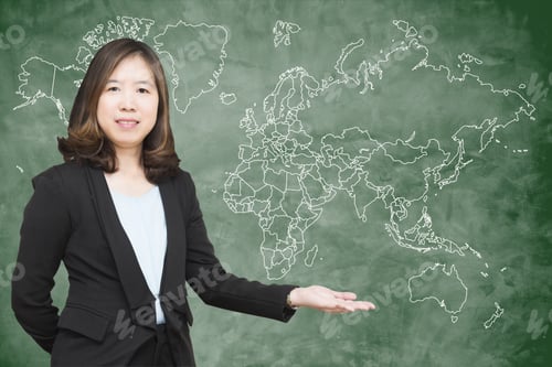 Preview: "Back To School" Concept : Beautiful Young Teacher With A Blackboard.